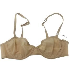 NEW Aerie bra 38DD mesh balconette bra nude tan sands unlined underwire pushup